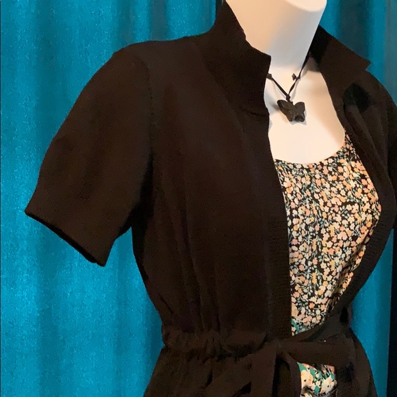 Rampage black short sleeve sweater front tie.y - Picture 2 of 5